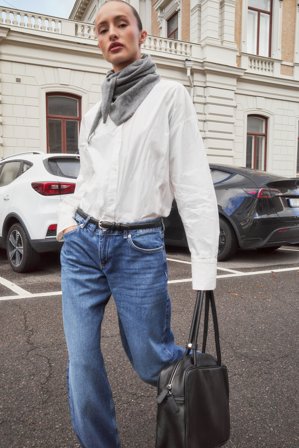 Premium Selection Triangelsjal i stickad ull - Sjalar & Halsdukar - Grå - One Size