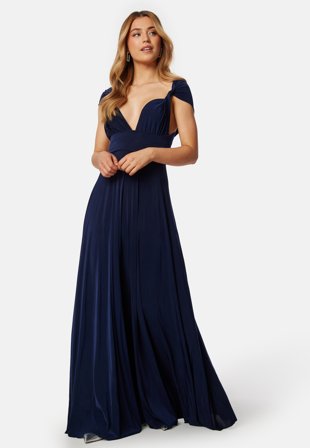 Goddiva - Multi Tie Maxi Dress - Navy - Kläder - - Bubbleroom