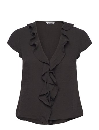 Weekday Frilled Tie-Front Top - Black - S