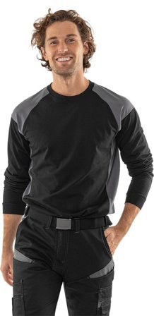 Fristads Herr Green långärmad T-shirt 7071 GTM, Svart/Grå