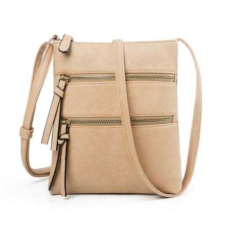 Kvinnor Crossbody Bag Multi Pocket Dragkedja Funktionell axelväska Light khaki