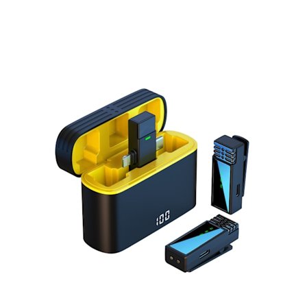 J68 Trådløs Mikrofon Gul Lager Én til To [Støjreduktion + Reverb + Lydløs] Kompatibel med iPhone og Type-C