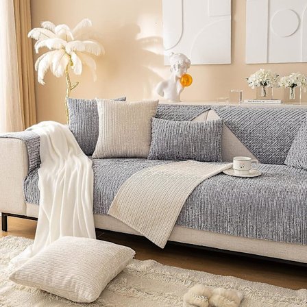 2023 Nytt Sofföverdrag Chenille Sofföverdrag För 3-Sits Soffa Överkast, Halkskydd L-formad Sofföverdrag, Möbelskydd Sofföverdrag För Sittkudde Soffa