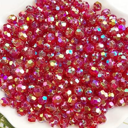 50-100st/påse 6-8mm Christmas Color Series Transparent AB Färg Akryl Facetterade Pärlor För Smycken Göra DIY Armband Halsband Telefonkedjor Hantverk 