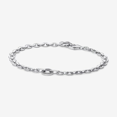 Pandora - P Signature Pavé Bold Kjedearmbånd - Sterlingsølv