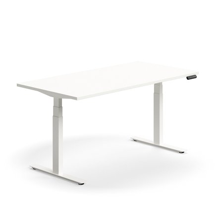 Schreibtisch QBUS höhenverstellbar, 1600x800 mm, Gestell weiß, weiß