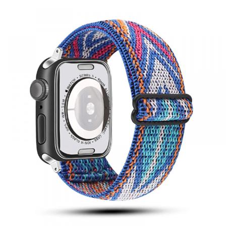 Apple Watch-rem, justerbar elastisk nylon solo-ringrem, smartklokkereim i bohemsk stil (etnisk stil 9)
