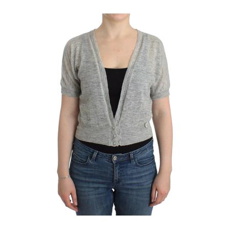 Ermanno Scervino, Lingerie Knit Cropped Sweater Cardigan Szary, Kobieta, Rozmiar: S