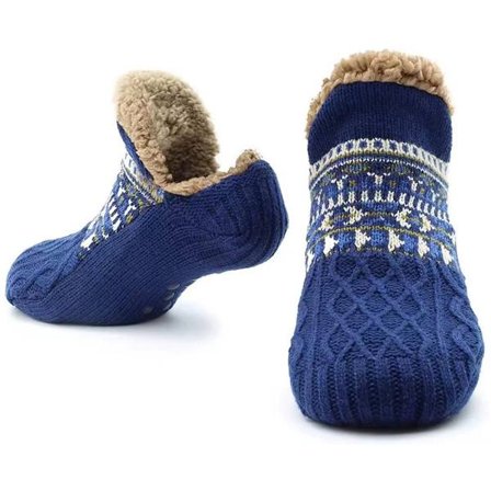 Varme gulvsokker til hjemmet - Blå - Str. 35-39 - Kompatible med Braun - Beregnet til efterår og vinter - Skridsikker