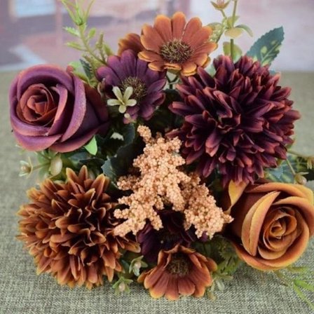 1 stk. Kunstige roser Blomster Bryllup Brudebukett Silkepeon