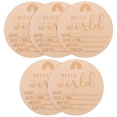 Vauvan nimikyltti vastasyntyneelle, kasvun seuranta, valokuvarekvisiitta vastasyntyneen valokuvaukseen, 10 cm x 10 cm x 0,3 cm, 5 kpl