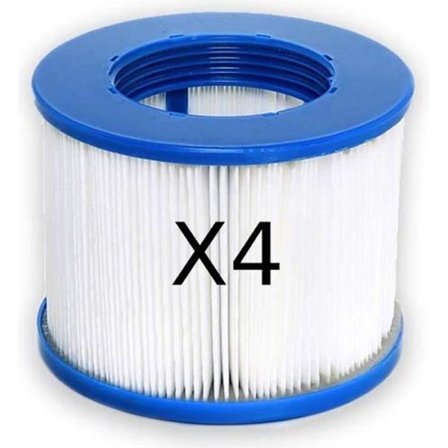 Skruefilterpatron - Aqua Spa - Pakke med 4 - 120-lags papir - 80 mm høyde - 100 mm diameter