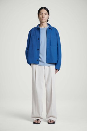 COS Homme T-Shirt À Col Rond En Coton Interlock in Bleu