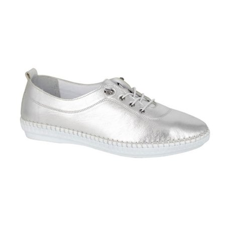 Mod Comfys Dam/Dam Metallic Läder Casual Skor 8 UK Sil