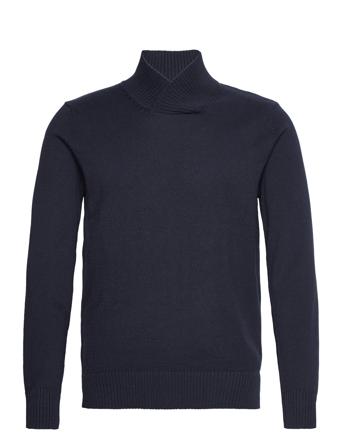 Slhhans Ls Shawl-Neck W Knitwear Turtlenecks Marineblå Selected Homme*Betinget Tilbud
