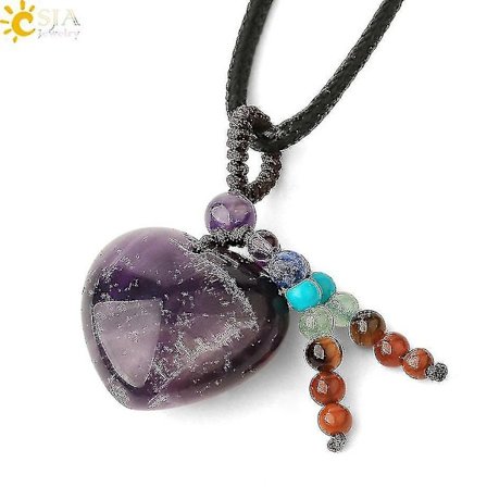 Mode og smukke damer naturkrystal halskæde hjerte vedhæng halskæde kort kvast chakra