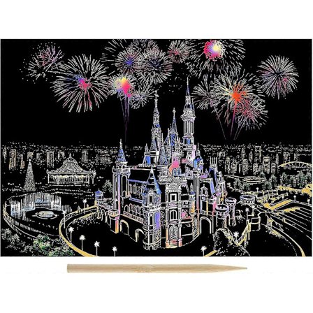 Scratch-bilde, Regerly Scratch Map Drømmeslott Scratch Art Papir Scratch Ark Scratch Maling Kreative Gaver For Voksne Og Barn