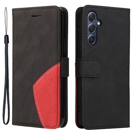 Teksturert læretui med stropp for Samsung Galaxy F54 / Samsung Galaxy M54 - Svart