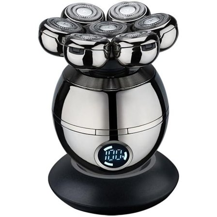 7D Elektrisk barbermaskine til mænd - 5-i-1 vandtæt skaldet hoved barbermaskine med LCD-display, USB genopladelig våd/tør barbermaskine til ansigt og 