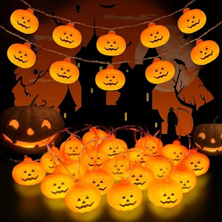 Halloween Pumpa Lyktor Ljus, 3M 20 LED Orange Pumpa Ljus