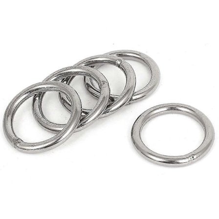 40mm x 5mm Svetsade O-ringar i rostfritt stål, vävband, 5 st