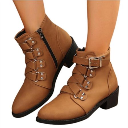 Damskor med rund tå och kort klack