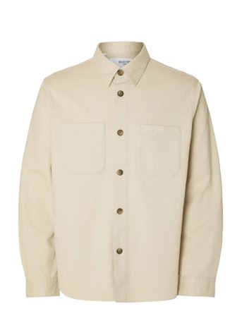 Slmtravis Twill Overshirt Ls Noos Cream Selected