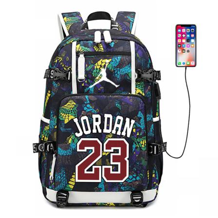 Nba Peripheral Series Star Logo Multifunktionell Usb Ryggsäck Yellow Jordan