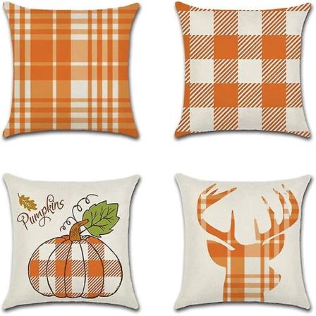 Kiitospäivän tyynynpäällinen, 4 kpl setti, syksyinen puuvilla- ja pellavainen koristetyynynpäällinen sohvalle, autoon ja kotiin