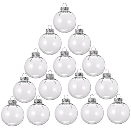 15 stk runde gennemsigtige juletræskugler i plast, juletræskugler til at fylde selv