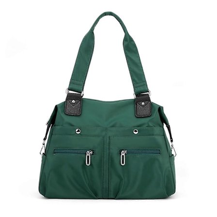 Vattentät, stor kapacitet, nylon axelväska med flera fickor, praktisk tygväska med fickor och fack för kvinnor