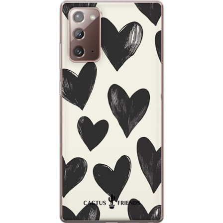 Kompatibel Mobilcover til Samsung Samsung Galaxy Note20 Cactus and Friends - Bold Black Love Pattern