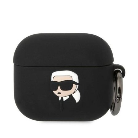 Karl Lagerfeld Silikoni Karl Head 3D-kotelo AirPods 3:lle - musta