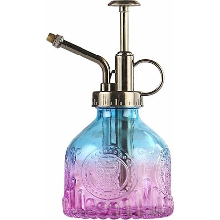 Lasinen suihkepullo, 6,5 tuuman korkea vintage-kastelukannu yläpumpulla, vuotamaton korkea sumutussuutin puutarhan kukkakasveille, puhdistusliuokset -