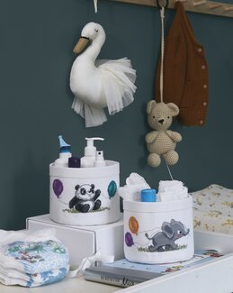 Broderikit Kurv Panda - Elefant - Permin