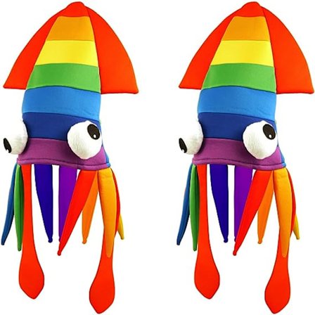 Squid Hat - 2 Pack - Rainbow Squid Hat - Sea Animal Hat - Regnbågsdräkttillbehör - Crazy Hats
