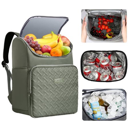 Isolerad Ryggsäck / Kylväska – Picknickväska med Dubbla Fack, Vattentät & Läckagesäker för Camping, Resor & Strand_TF_TF