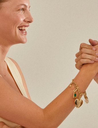 Pilgrim Charm Curb Chain Bracelet Gold-Plated - Gold - ONE SIZE