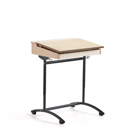 Školní lavice ACCESS, 650x550 mm, nastavitelná výška, antracitové nohy, akustické linoleum, béžová/b