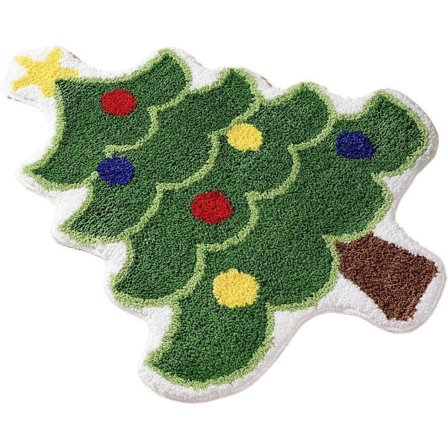 Gulvtepper - Juletre - Badematte Juletre - Badematter Teppe - Mykt Teppe Absorberende - Ferie Baderomsdekorasjon for Baderom-Soverom-Kjøkken