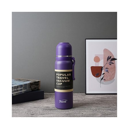 650ml/850ml Termospullo Tiivis Leveäsuinen Ruostumattomasta teräksestä valmistettu Kaksiseinäinen Eristetty Vesipullo Ulkoiluun - Violetti