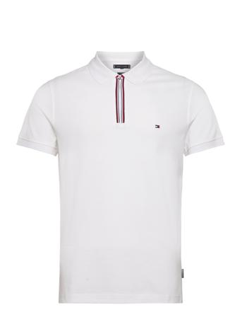 Rwb Zip Tip Slim Polo Polos Short-sleeved Hvit Tommy Hilfiger*Betinget Tilbud