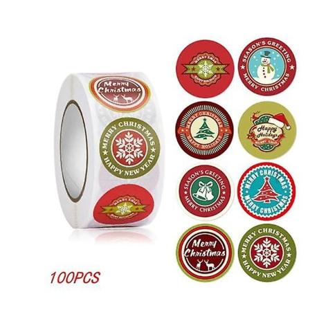 100 stk Juletre Julenissen God Jul klistremerker 2,5 cm gaveforsegling klistremerker Ferie Godteripose Boks Dekorasjon
