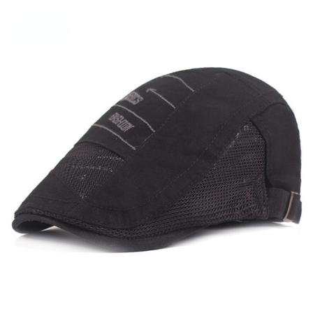 Beret lue herre vår sommer pustende topplue Middelaldrende og eldre alpelue menn kvinner reise-caps Black Adjustable