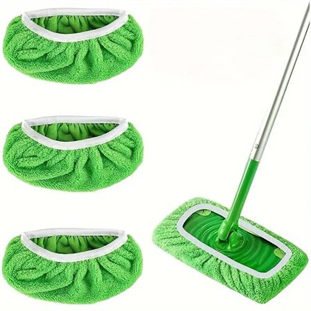 3 st Återanvändbara Mikrofibermoppdynor för Swiffer Sweeper Mopp, Torr Svepduk och Våt Moppduk för Golvrengöring