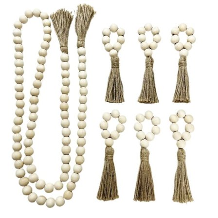 7 Stk Trækvast Servietring Beaded Elastiske Servietringe Træ