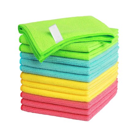 Paket med 10 mikrofiber rengöringsdukar, 30x30 cm, luddfria, mycket absorberande och reptåliga, slumpmässig färg