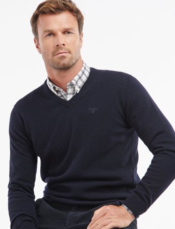 Barbour Barbour Essential Lambswool V Neck Sweater - Navy - S
