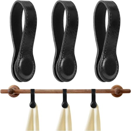 3 stk. Magnetiske Læder Køkkenhåndklædeclips, Køkkenhåndklædeholder Badehåndklæder Kroge til Stænger og Stativer, Ovn Håndtag Viskestykker Hænger 