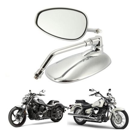 Sidespeil for motorsykkel - sølv, for 10 mm brakett